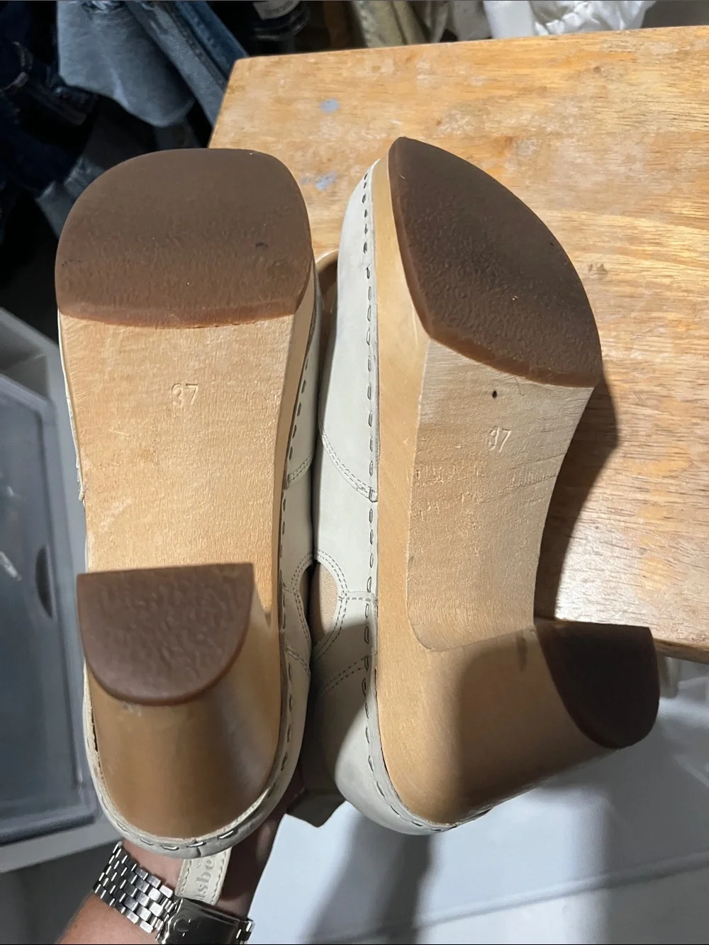 Swedish Hasbeens. Size 37.  Women’s Cream Leather Ankle Boots